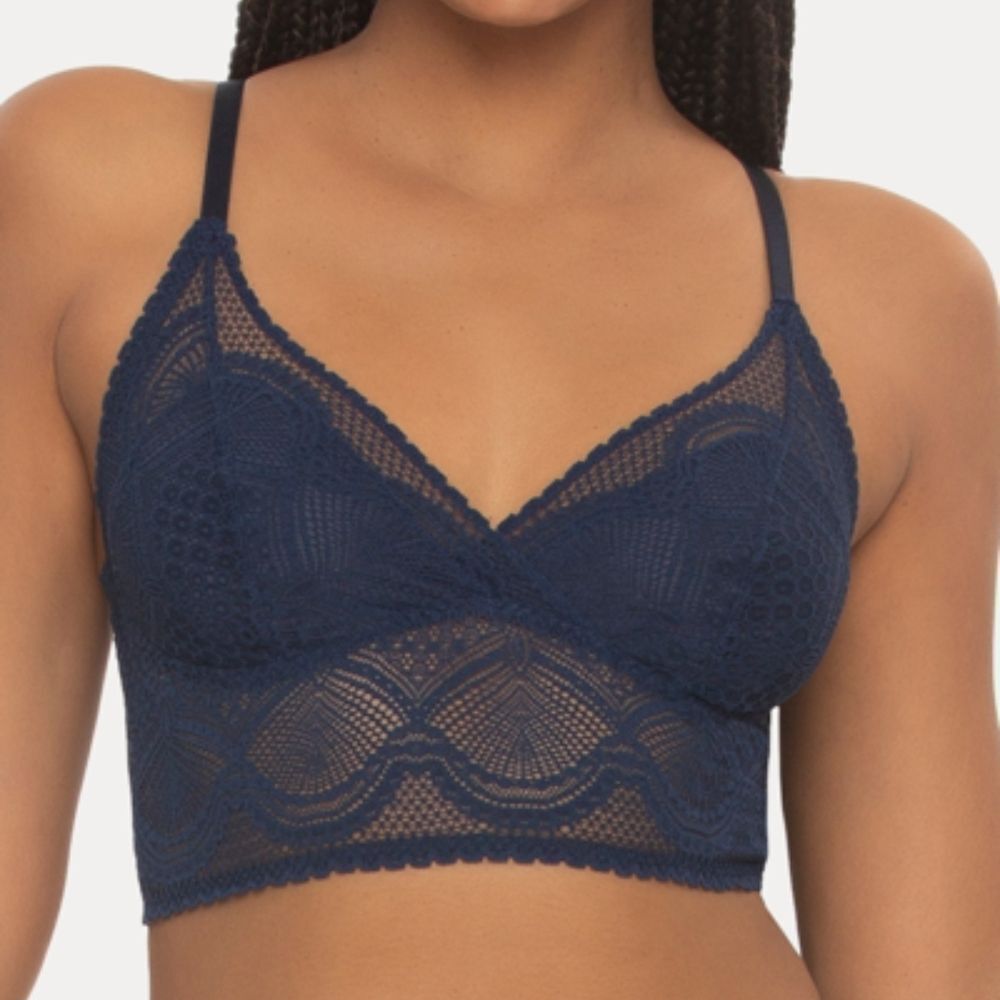 NWT Felina Deep Navy Blue Lace Bralette -L - Picture 1 of 5